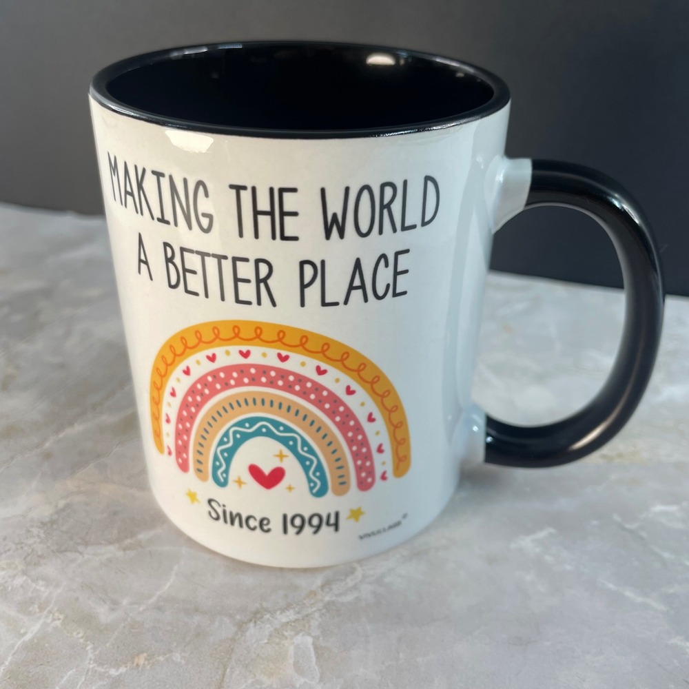 1994 Rainbow Coffee Mug Making The World A Better Place 30th Birthday Gift